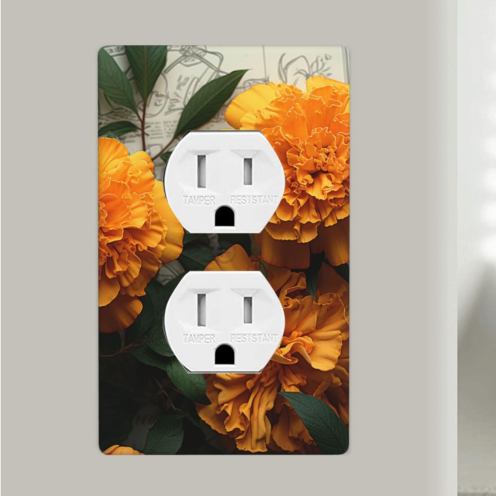 Marigold Duplex Receptacle Outlet Covers, 1-Gang Standard Size Wall Plates Unbreakable Polycarbonate Electrical Switchplate Cover Faceplate For Bathroom Kitchen Decor