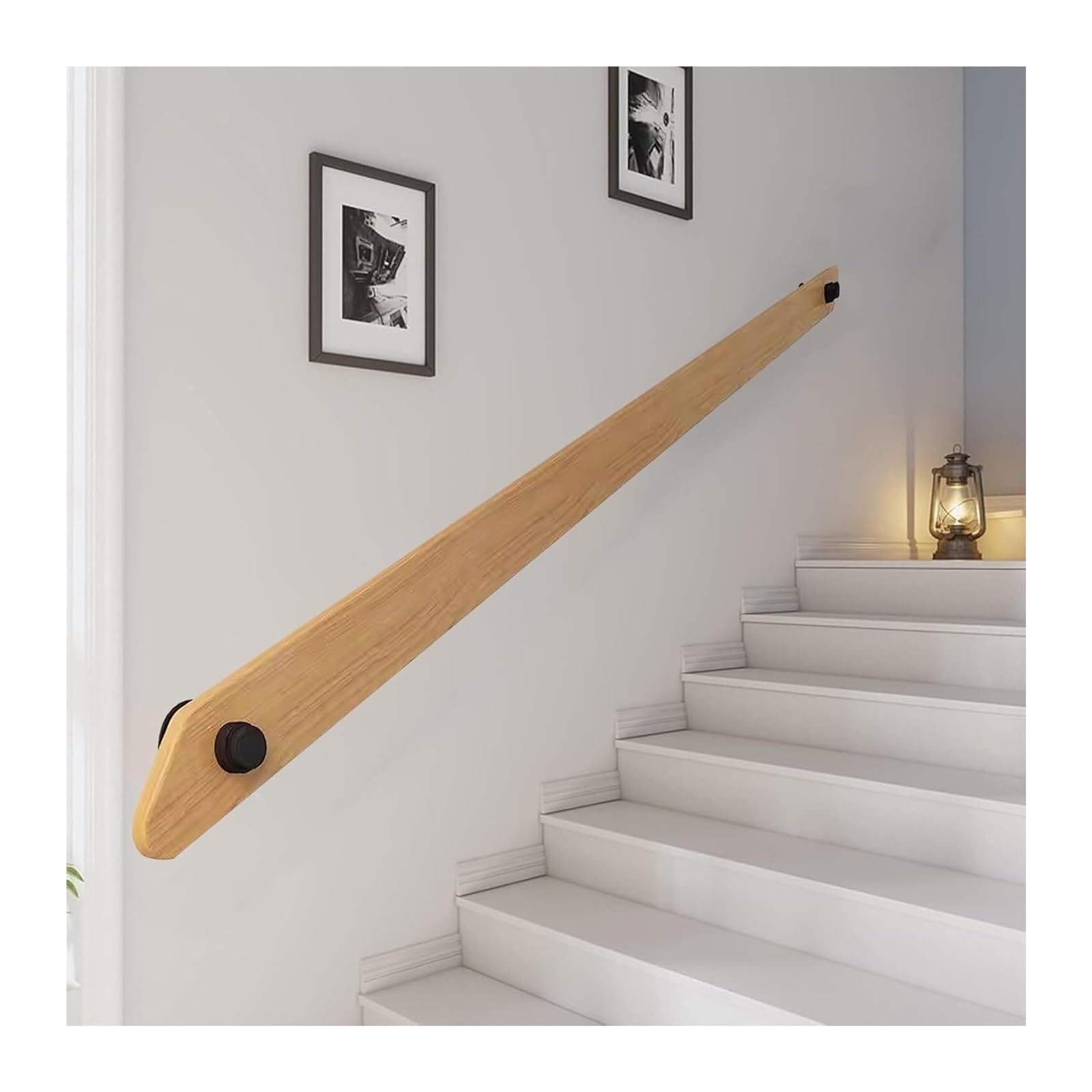 Main courante en bois massif de 450 cm pour escalier intérieur et extérieur