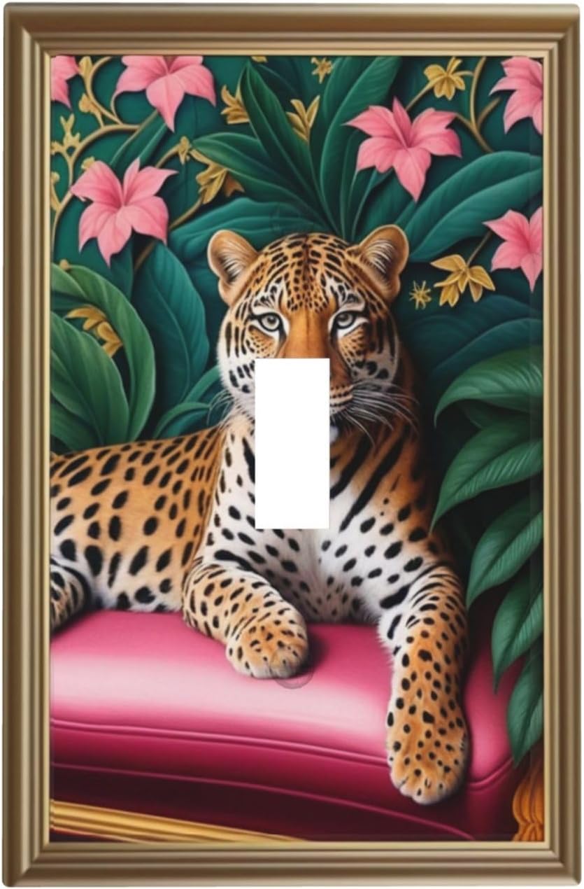 Decorative Art Light Switch Covers Luxury Leopard,Single Toggle Wall Plate Decorative Switchcover Electrical