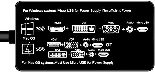 Miniatura 5 de Adaptador HDMI 4 en 1, convertidor de pantalla HDMI síncrono a VGA DVI HDMI con audio, video de 1080p para laptop, monitor, proyector (negro)