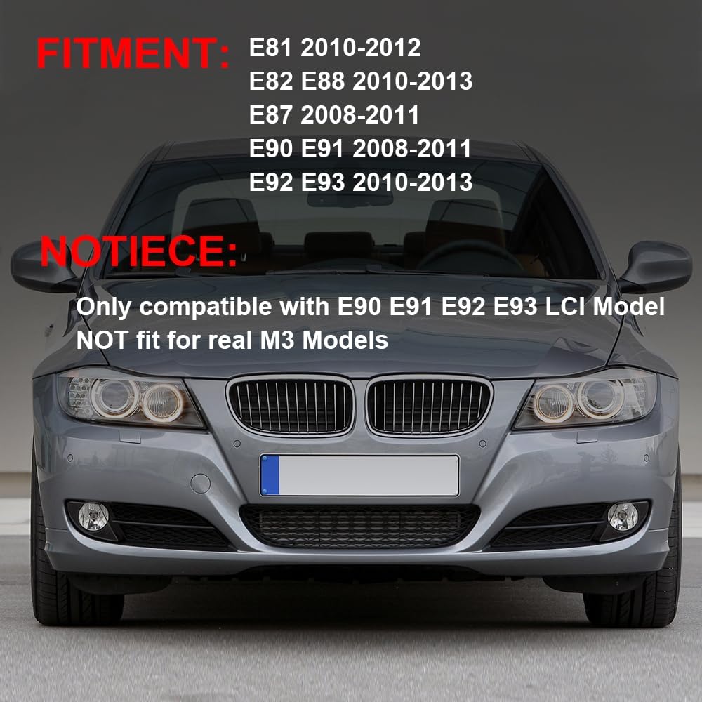 Mirror Cap Covers Cow Horn Style Compatible with BMW E90 E91 08-11,E92 E93 2010-2013, E87 2008-2011,E81 2010-2012,E82 E88 2010-2013 Direct Replacement Side Mirror Cover (Gloss Black)