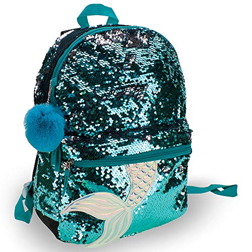 Mochila Escolar Feminina Juvenil Sereia Paetê