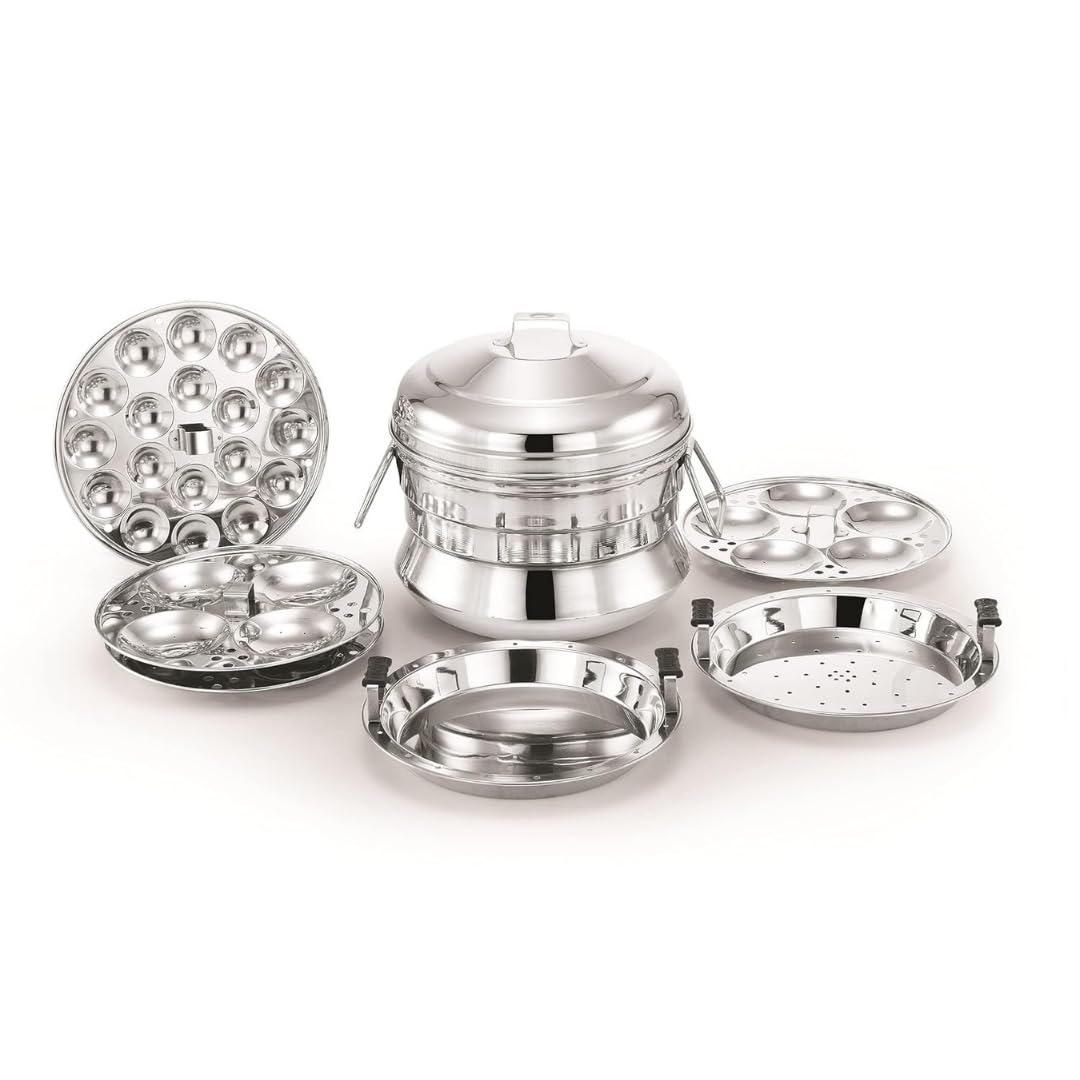 AadiVeer Stainless Steel Idli Cooker/Idli Maker/Idli Pot With Steamer, Dhokla and Mini Idli Plate (3 Plates, 13 Idlis) (B0DCTKT9RH) Amazon Price History, Amazon Price Tracker