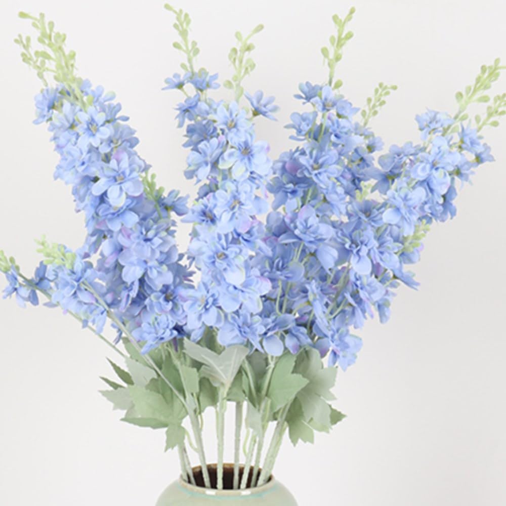OUKEYI 33.5in 6Pcs Fake Flowers Delphinium