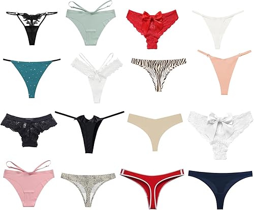 Miniatura 5 de abandi Paquete variado de ropa interior para mujer, tipo de tangas con espalda en T, calzoncillos de encaje, bikinis variados