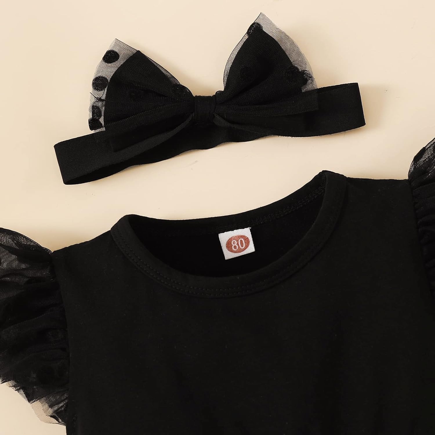 Baby Girl Dress My Little Black Romper Dress Short Sleeve Mesh Stitching Bowknot Princess Gown Romper Tutu Dress - Image 4