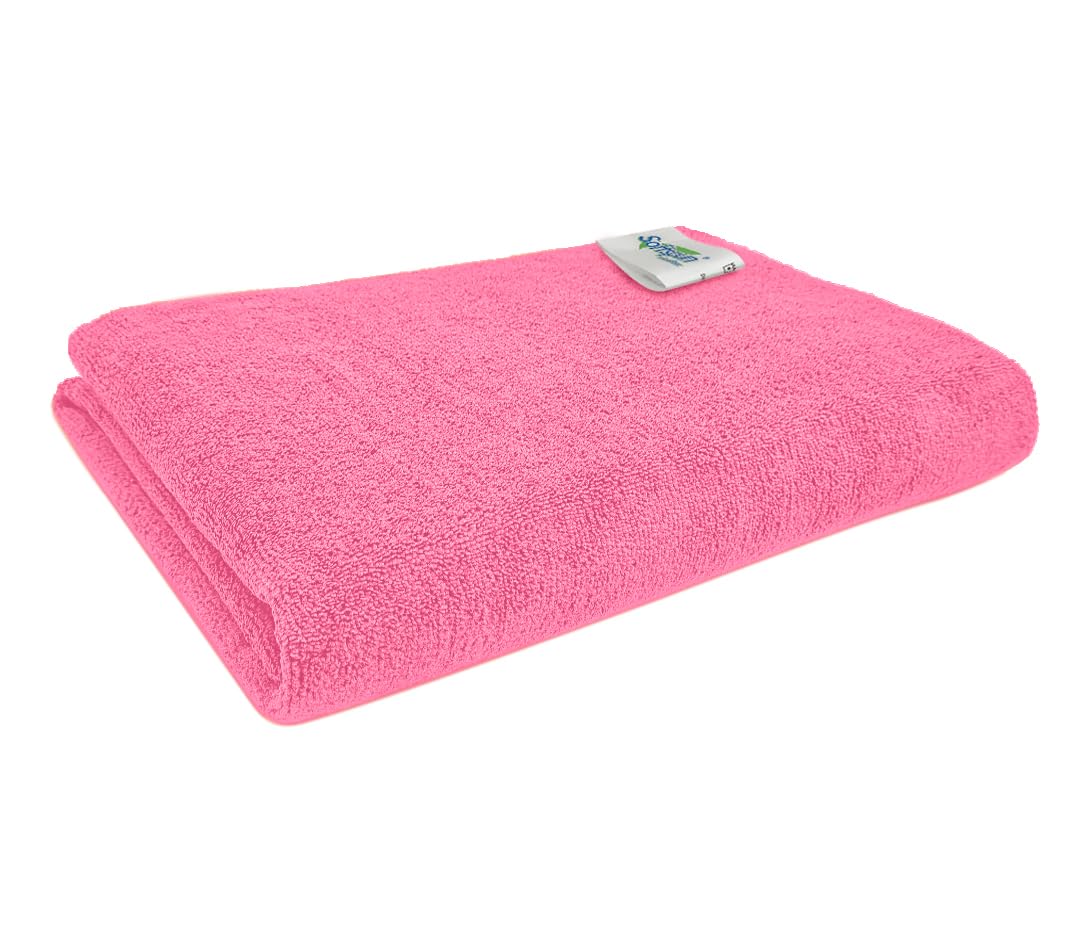 SOFTSPUN Microfiber Bath & Hair, Care Towel Set of 1 Piece, 70x140 Cms (Pink). Super Soft & Comfortable, Quick Drying, Ultra Absorbent in Large Size.