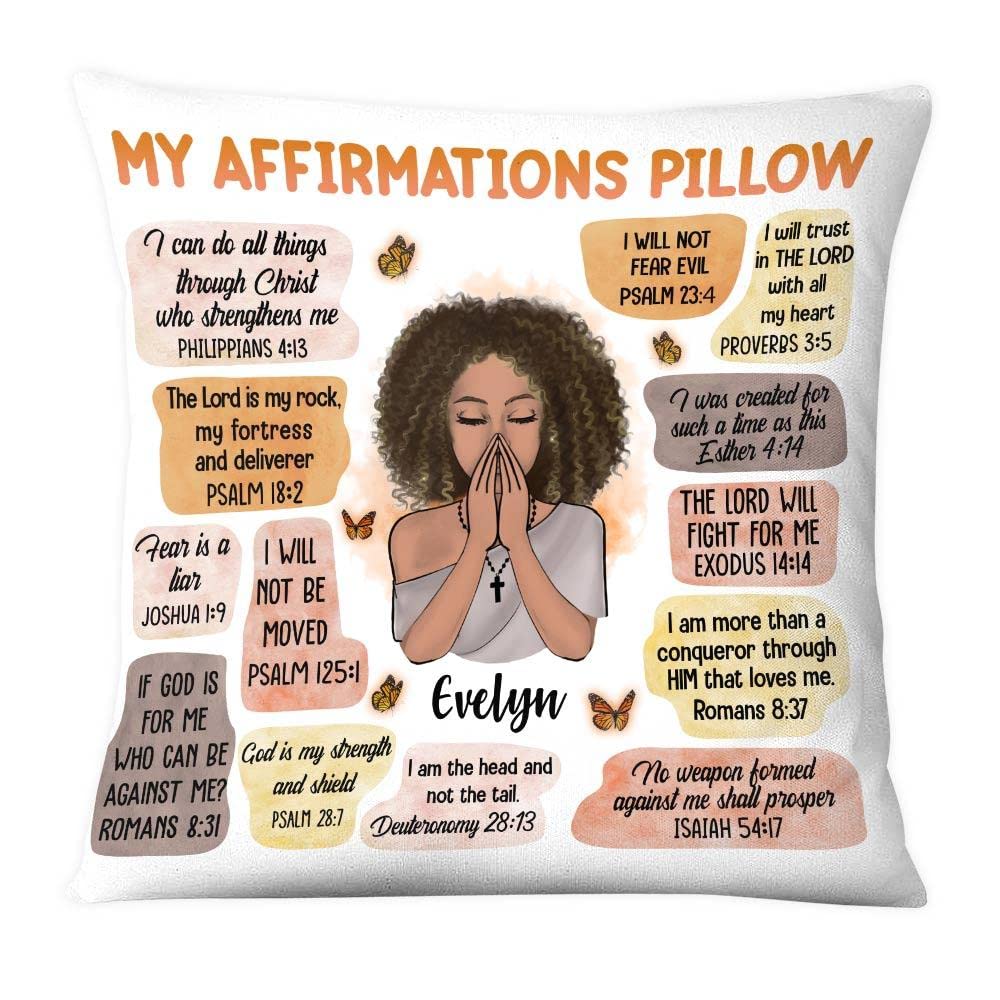 Middlepeace Personalized Christian Affirmations Pillow, Home Decorative Sunflowers Bible Verses Inspirational Quotes Throw Pillow for Girls Women, Bedroom Nursery Sofa Couch Decor Gifts