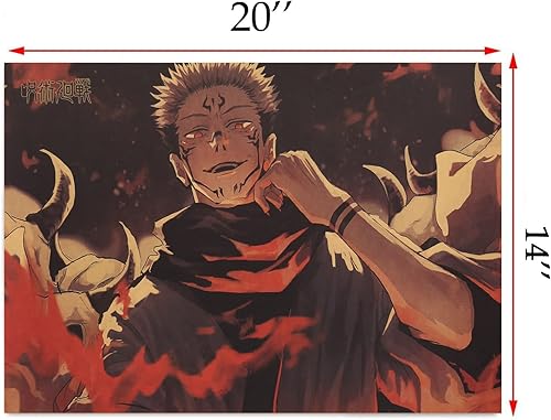 Miniatura 2 de Póster de anime japonés de Jujutsu Kaisen póster JJK de 20 x 14 pulgadas papel kraft sin marco retro Ryomen Sukuna decoración de pared de anime