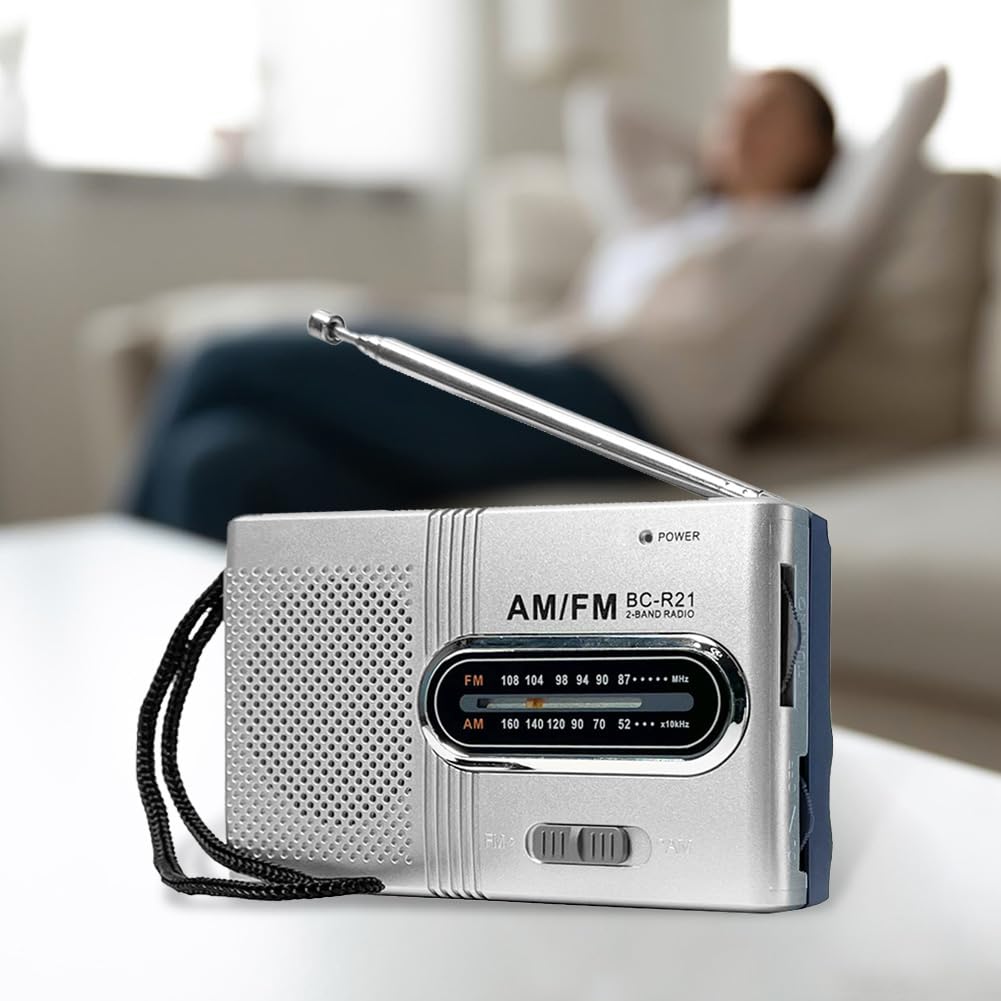 Retro Mini Radio Battery Operated Am FM Radio Portable Clear Sound para Regalos Interiores al Aire Libre para Personas Mayores