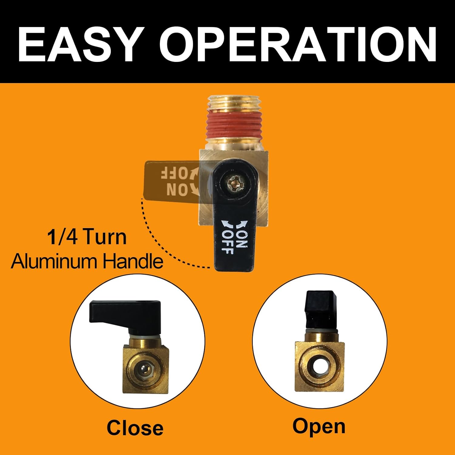 5-Pack Ball Drain Valve SUNROAD Brass Mini Ball Valve, 1/4 Inch NPT Male for Air Compressor with Thread Seal Tape