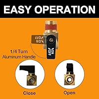 Vista 4 de 5-Pack Ball Drain Valve SUNROAD Brass Mini Ball Valve, 1/4 Inch NPT Male for Air Compressor with Thread Seal Tape