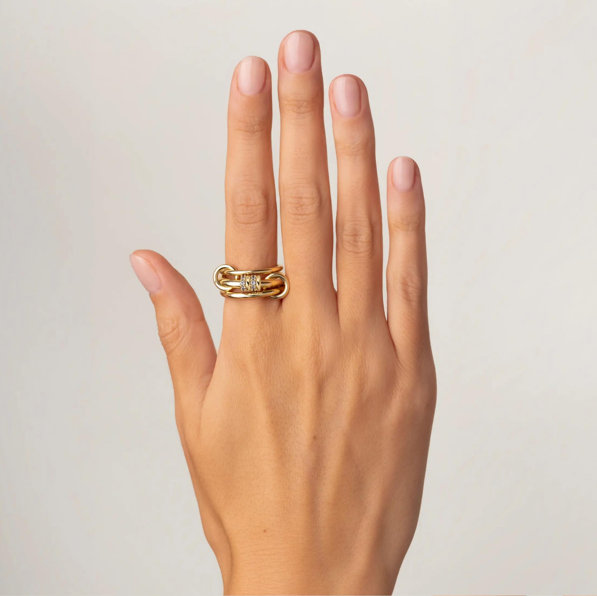Stapelbare Goldringe für Damen, Statement-Ringe mit 18 Karat vergoldetem Zirkonia, Nicht anlaufendes Ringset, zierliche Goldringe für Damen, Trendige, modische klobige Stapelringe