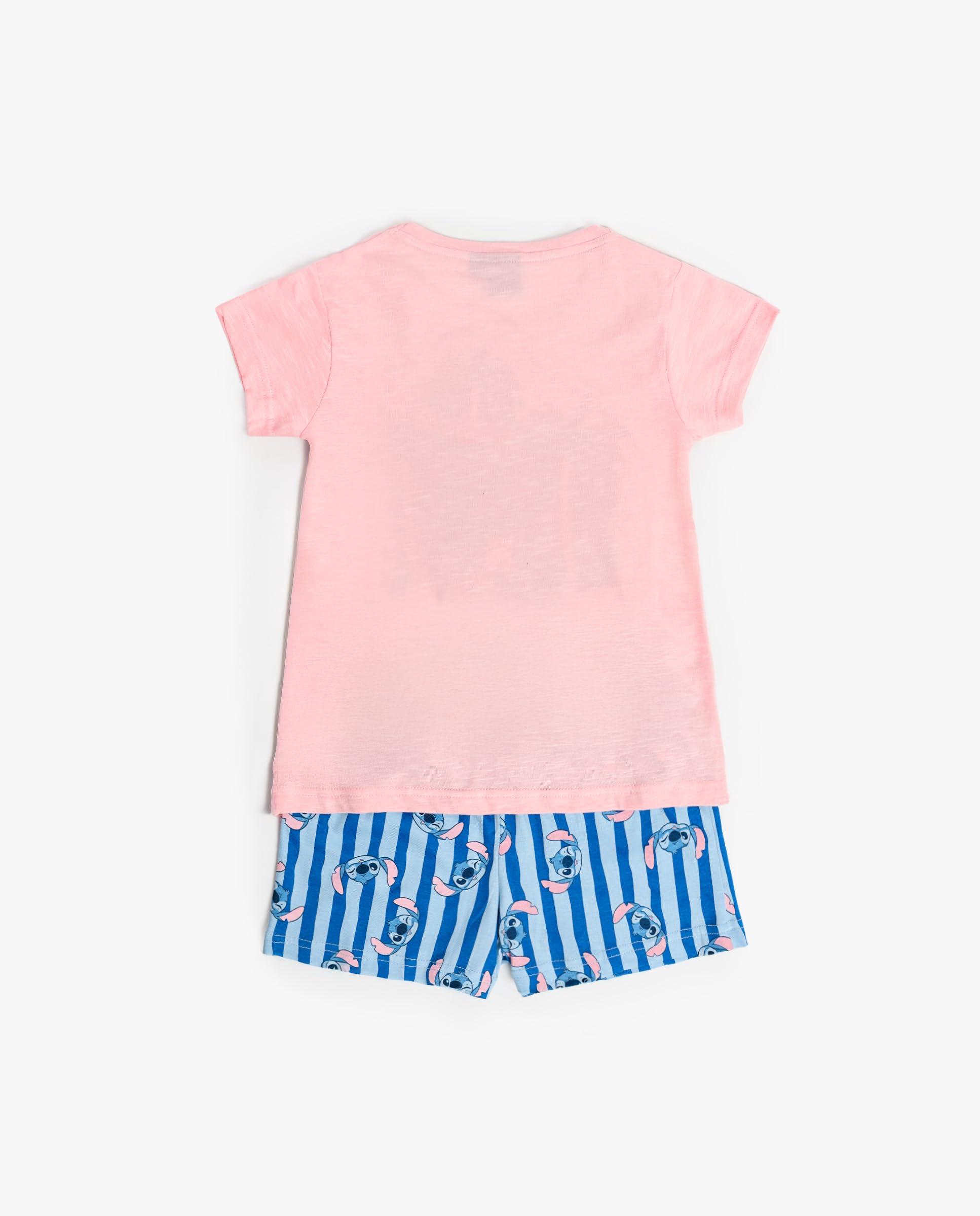 Disney Pijama niña Verano 100% algodón - Pijama Manga Corta Stitch Waves para niña – pantalón Corto con Cinturilla elástica Estampado – Tejido Suave al Tacto, Rosa - Talla 8 años