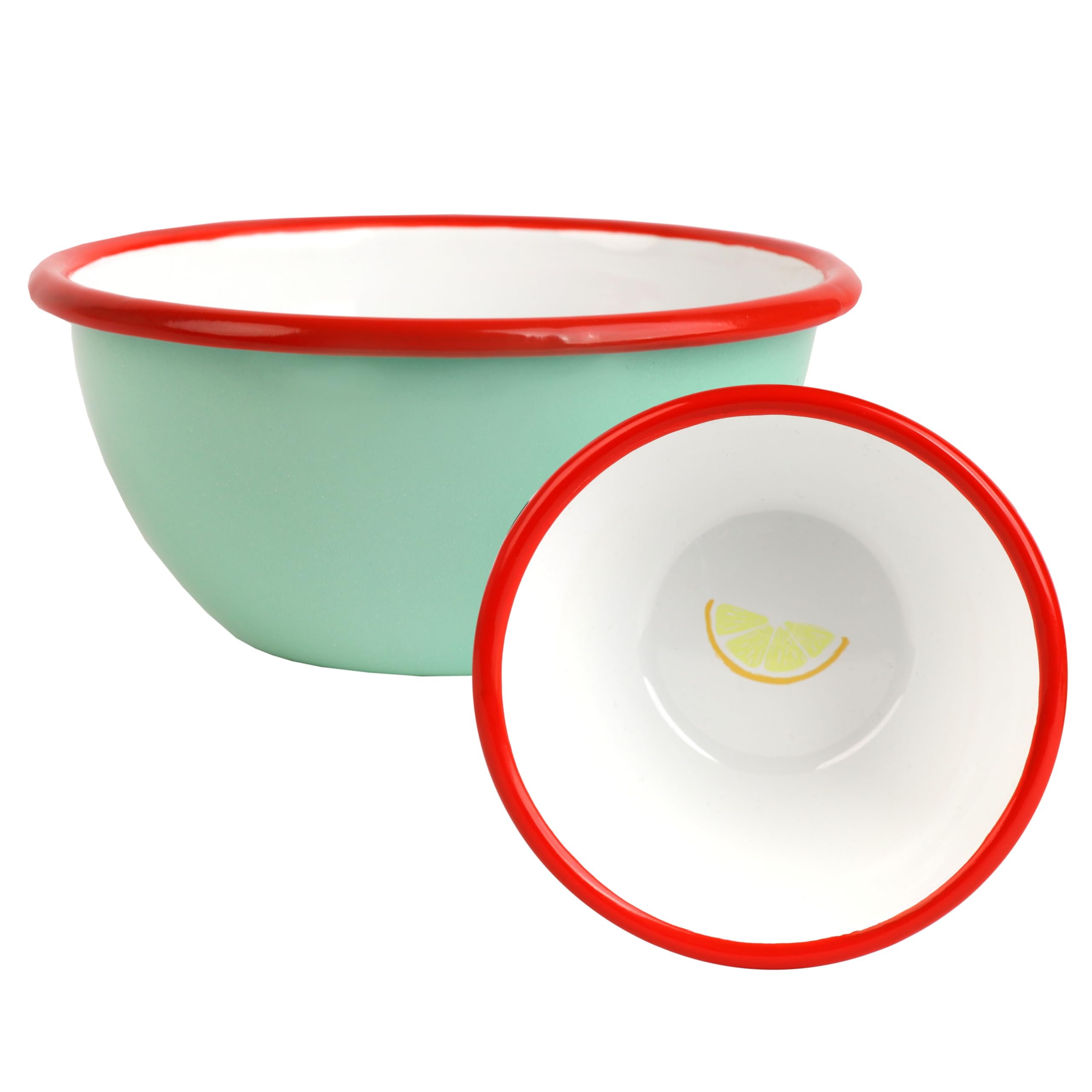 Talking Tables Handmade Small Enamel Bowl 12cm with Lemon Motif - Shatterproof & Dishwasher Safe, Reusable Tableware for Indoor & Outdoor Dining, Snacks, Desserts, BBQs & Picnics