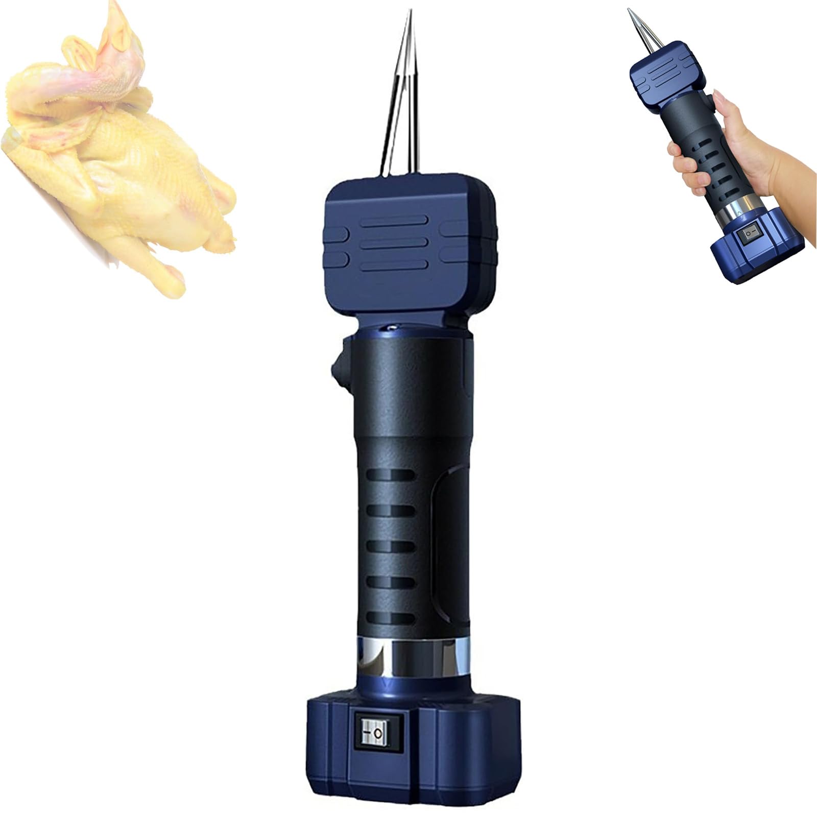 MRKU Electric Handheld Chicken Plucker Machine,Handheld Poultry Feather Plucking Machine with Spare Cone Head Adjustable Gap