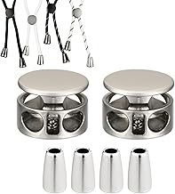 SHOPVILLA Metal Cord Locks, No Tie Shoe Laces Lock, Lace Lock Clip, Shoe Buckle, Double Hole Spring Stopper Fastener Slider Toggles End for Drawstrings Bags Backpack Clothing Lanyard