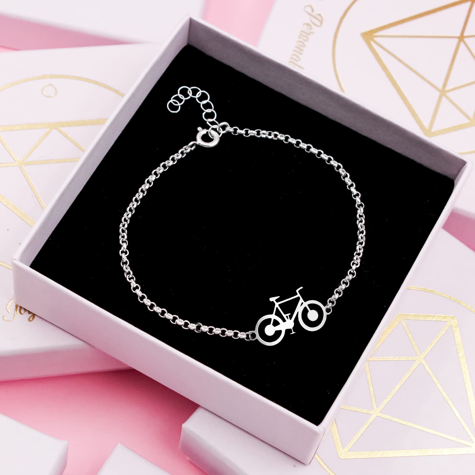 Pulsera Bicicleta Hombre Mujer Plata - Regalo Perfecto Ciclistas o Aficionados a ciclismo bicis y deportes