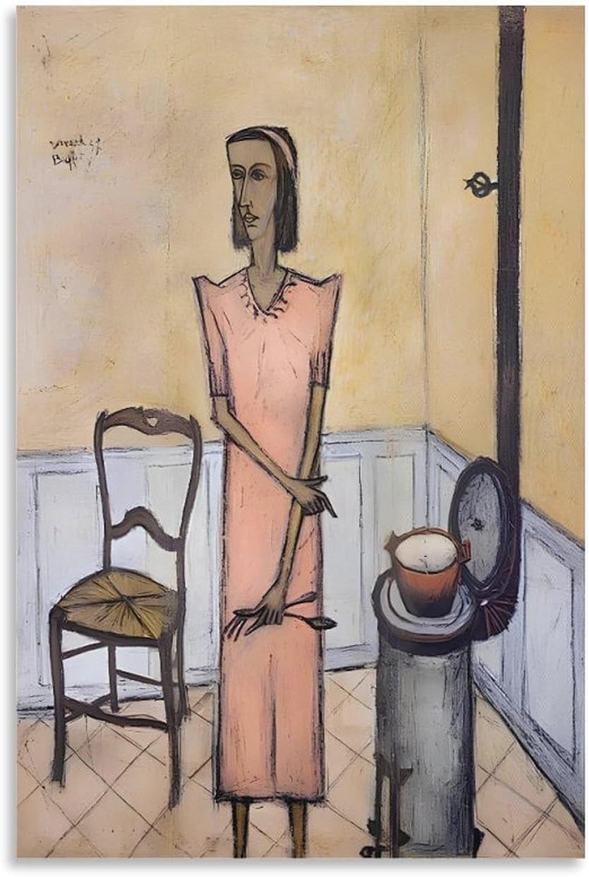 ZZYGGN GMGSW Woman by The Stove by Bernard Buffet Poster and Prints Vintage Wall Art Picture Bernard Buffet Canvas Painting for Office Decor 40x60cm Frameless