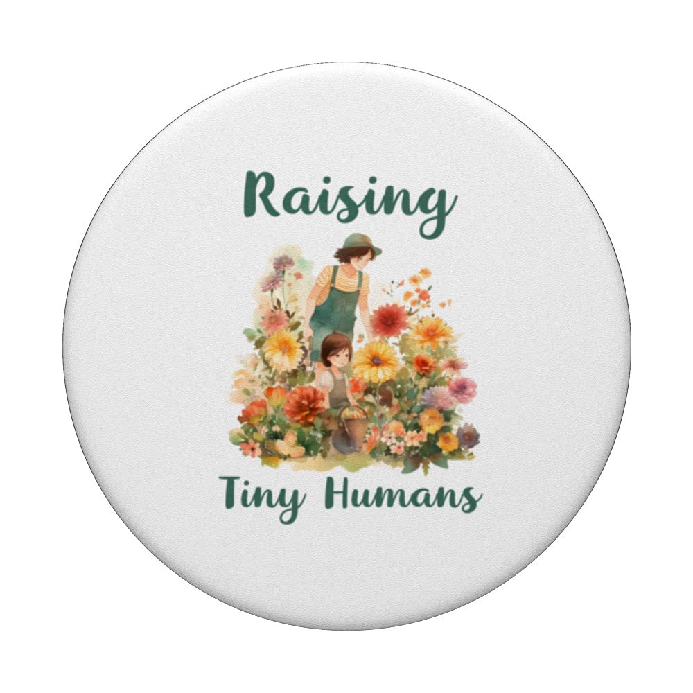 mothers day apparel greatest mom raising tiny humans PopSockets Swappable PopGrip, Black - Image 3