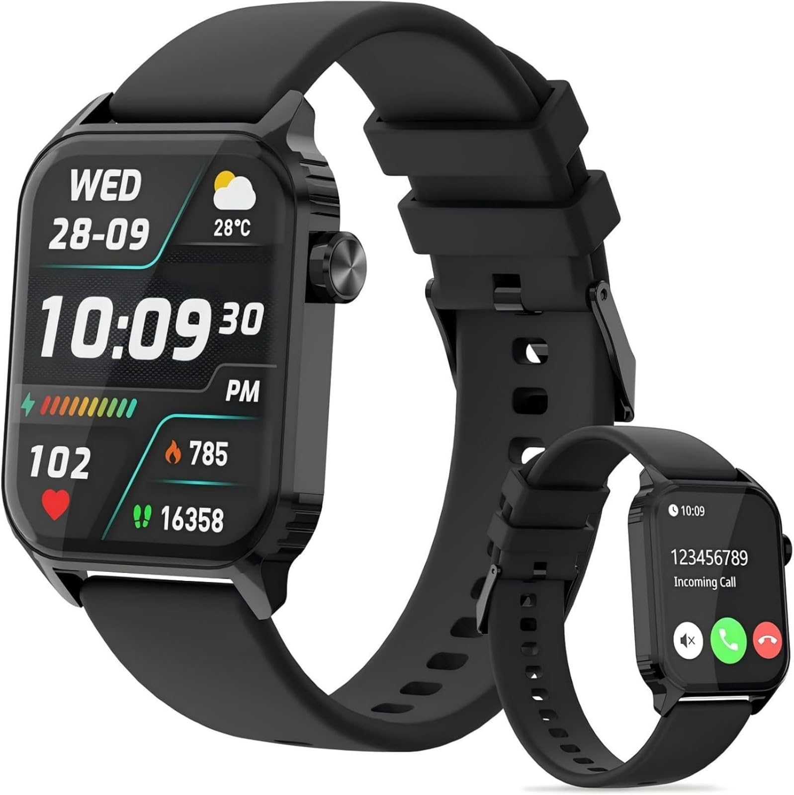 TRAUSI Smart Watches for Women Men, 1.83 inches HD Smartwatch with 120 Sports Modes, Heart Rate/Sleep Monitor, IP67 Waterproof, Bluetooth Call & Music Control for iPhone/Android (Black)