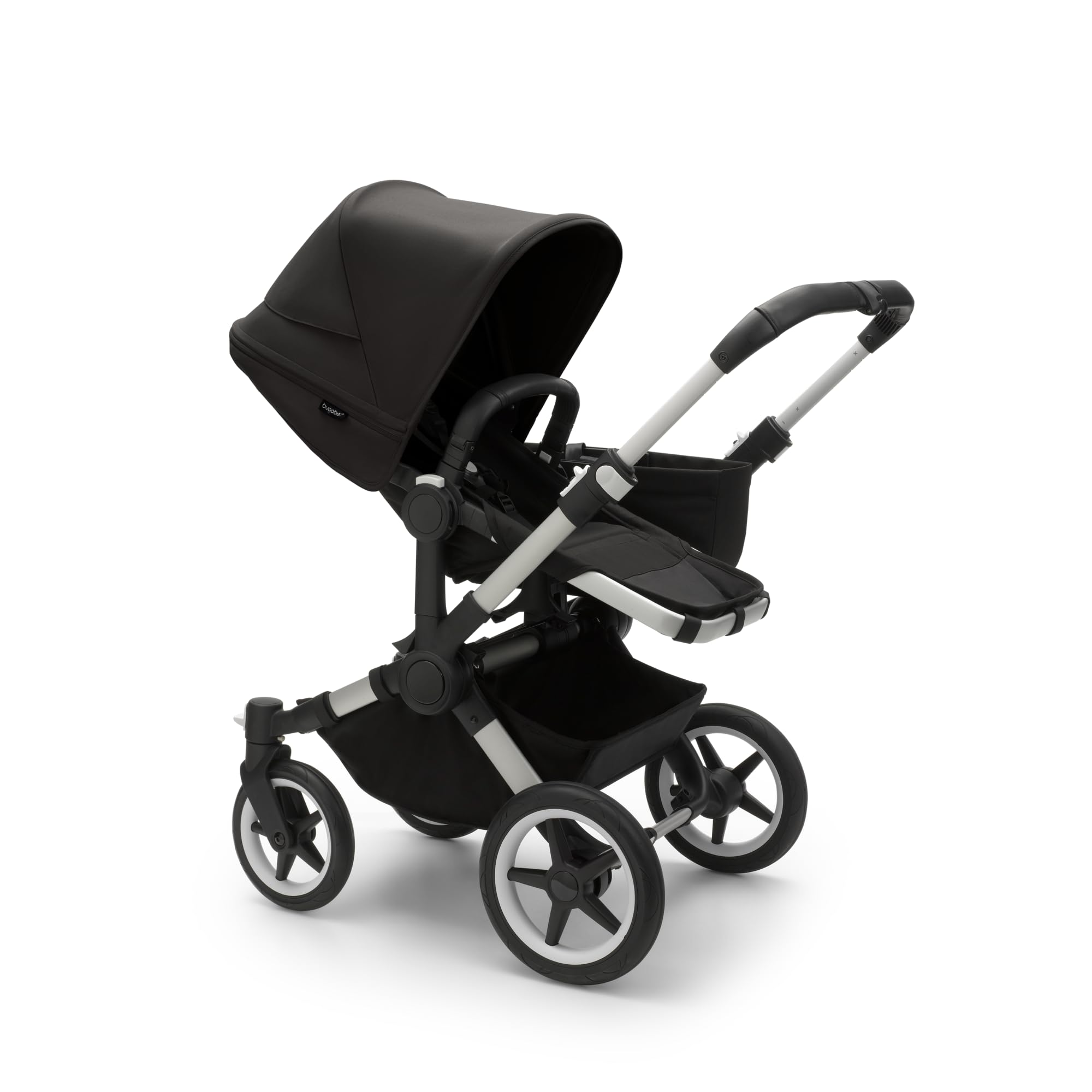 Bugaboo Donkey 5 Mono Complete - Single Stroller Converts to Side-by-Side Double Stroller, Multiple Seat Positions - Alu/Midnight Black-Midnight Black