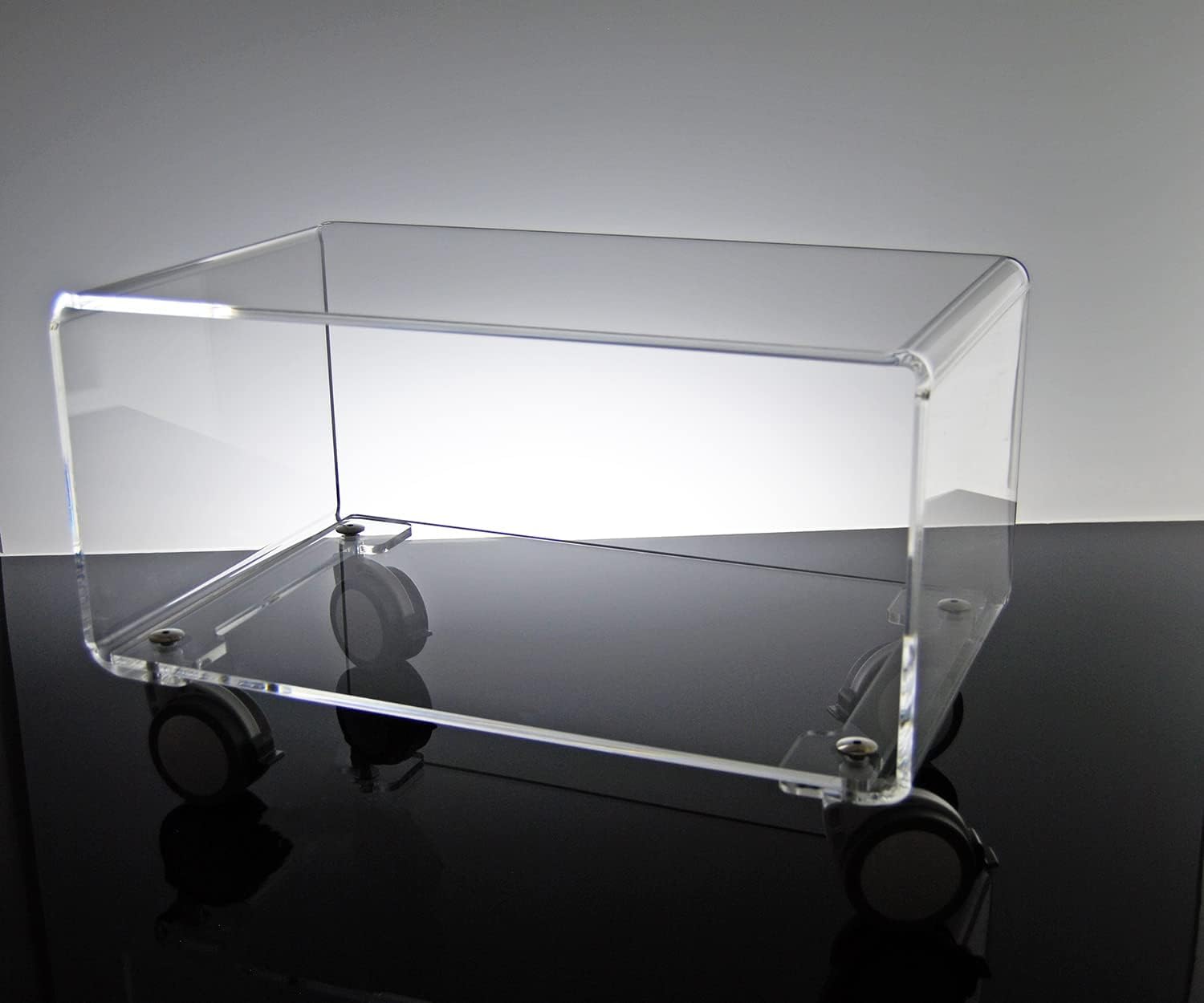 Slato Cleo Kleiner Beistelltisch aus transparentem Acrylkristall,2 Etagen mit Rollen,leicht/Elegantes Design,geeignet für Wohnzimmer,Eingangsbereich,hergestellt in Italien L 58 x T 33 x H 38 cm
