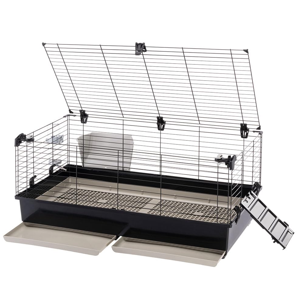 Ferplast Gabbia per Conigli TOMMY 100, Coniglio, Porcellino d'india, Conigliera con Griglia e Abbeveratoio Conigli, 99,5 x 53 x h 48 cm, Tetto Apribile, in Metallo Verniciato e Plastica