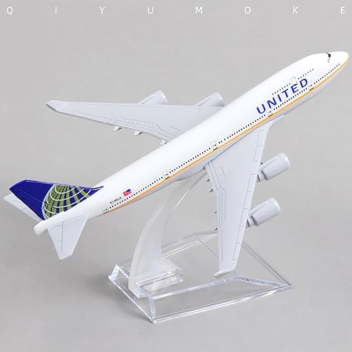 Miniatura 4 de QIYUMOKE Boeing 747 Air United 1400 Modelo de avión de metal fundido a troquel con soporte, modelo de avión, exhibición de aleación, kit de modelo