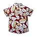 Baby Boys Casual Cartoon Print Tee Button Down Slim-Fit Tops Short Sleeve Aloha Hawaiian Shirt Red Floral