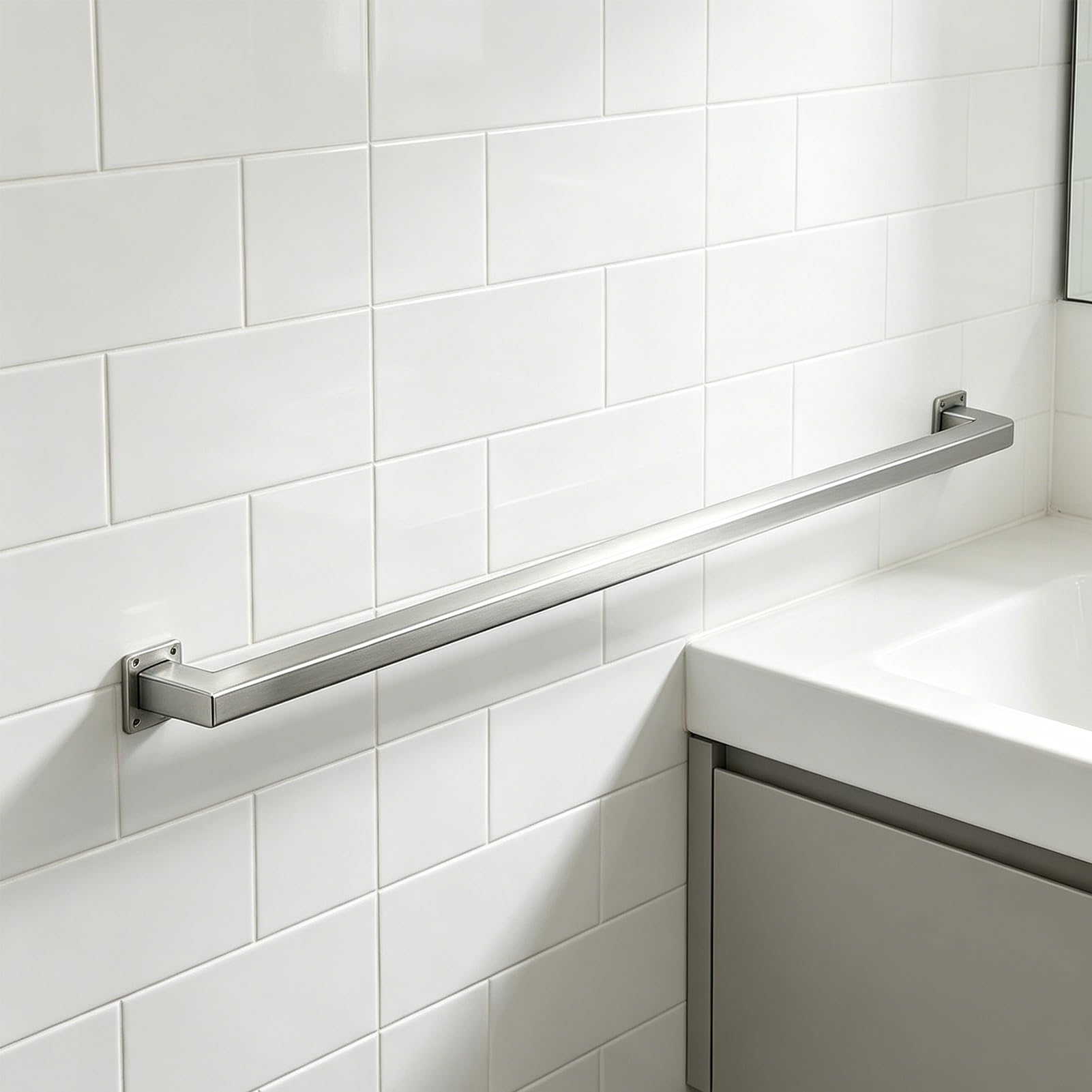 Fkxsxaz Women's Bathroom Grab Bar, Stair Railing Indoor, Stainless Steel Wall Mounted Handrail For Stairs, Industrial Square Pipe Banister Hand Rails Indoor Stairs/Outdoor Use/Loft(11Ft/3.3M)