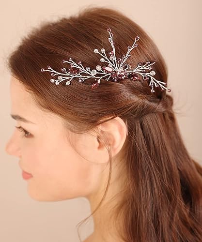 Xerling Brides - Broche para el pelo con diamantes de imitación de boda, con cristales negros, para niñas y flores, accesorios para el cabello