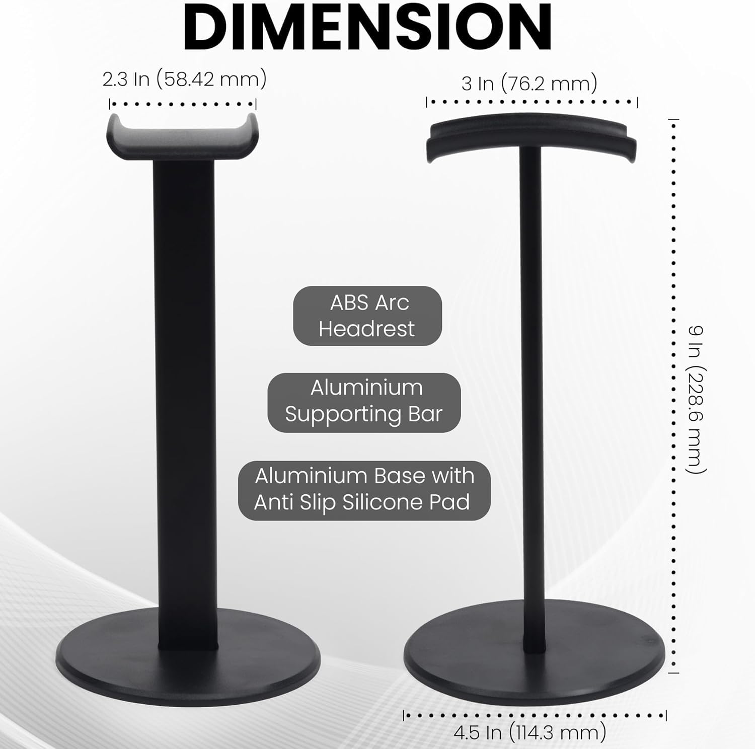 GadgetBite Supporto per cuffie da tavolo, scrivania, in alluminio, supporto per cuffie da gioco, per tavolo, base solida, organizer per accessori per PC, ufficio, casa, cuffie da gioco, nero