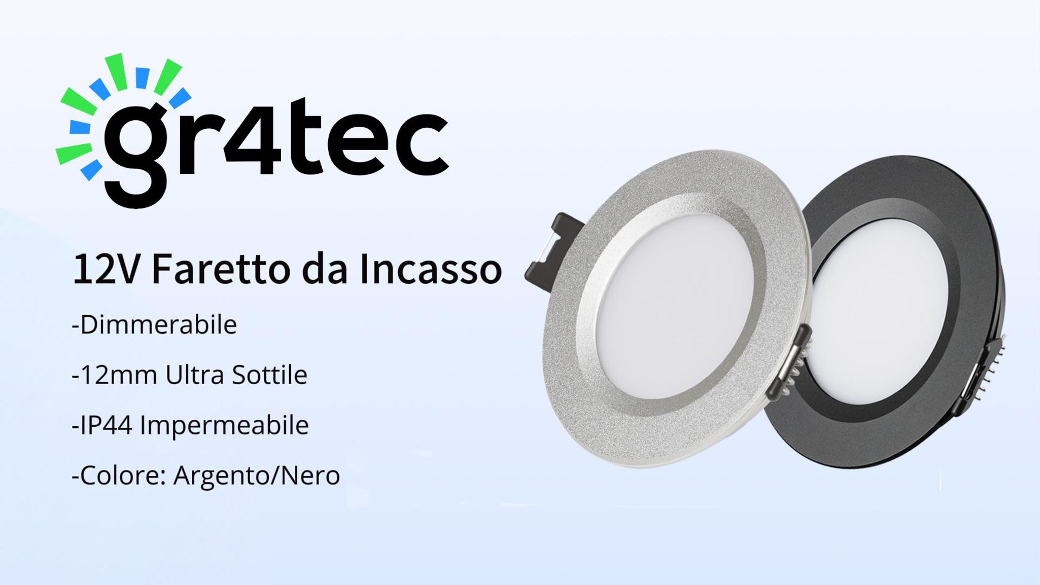 FARETTO INCASSO INTEC HORUS LED SMD 25W TONDO BIANCO 4000K 2200 lumen DIMMERABILE 230x60mm