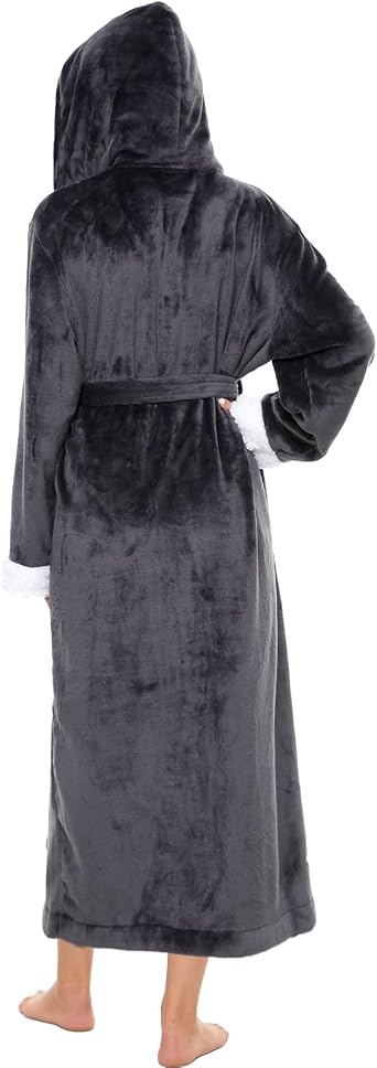 ccko Plush Robes for Women Fleece Fluffy Fuzzy Soft Warm Hooded Bathrobe | Sherpa-lined hood and cuffs