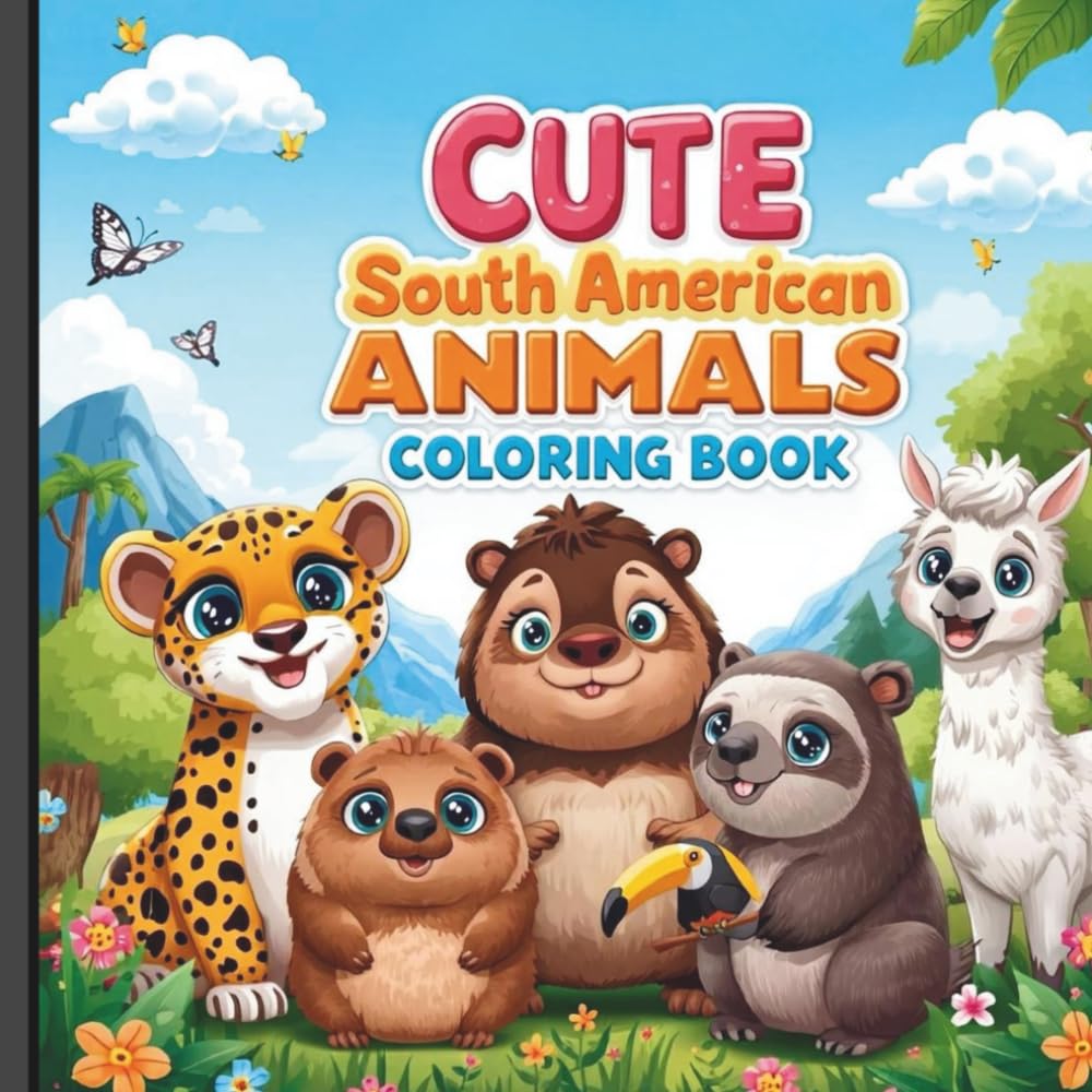 Cute Animals Around the World: South America Edition: Super Cute, Kid-Friendly South American Animals to Color and Explore
