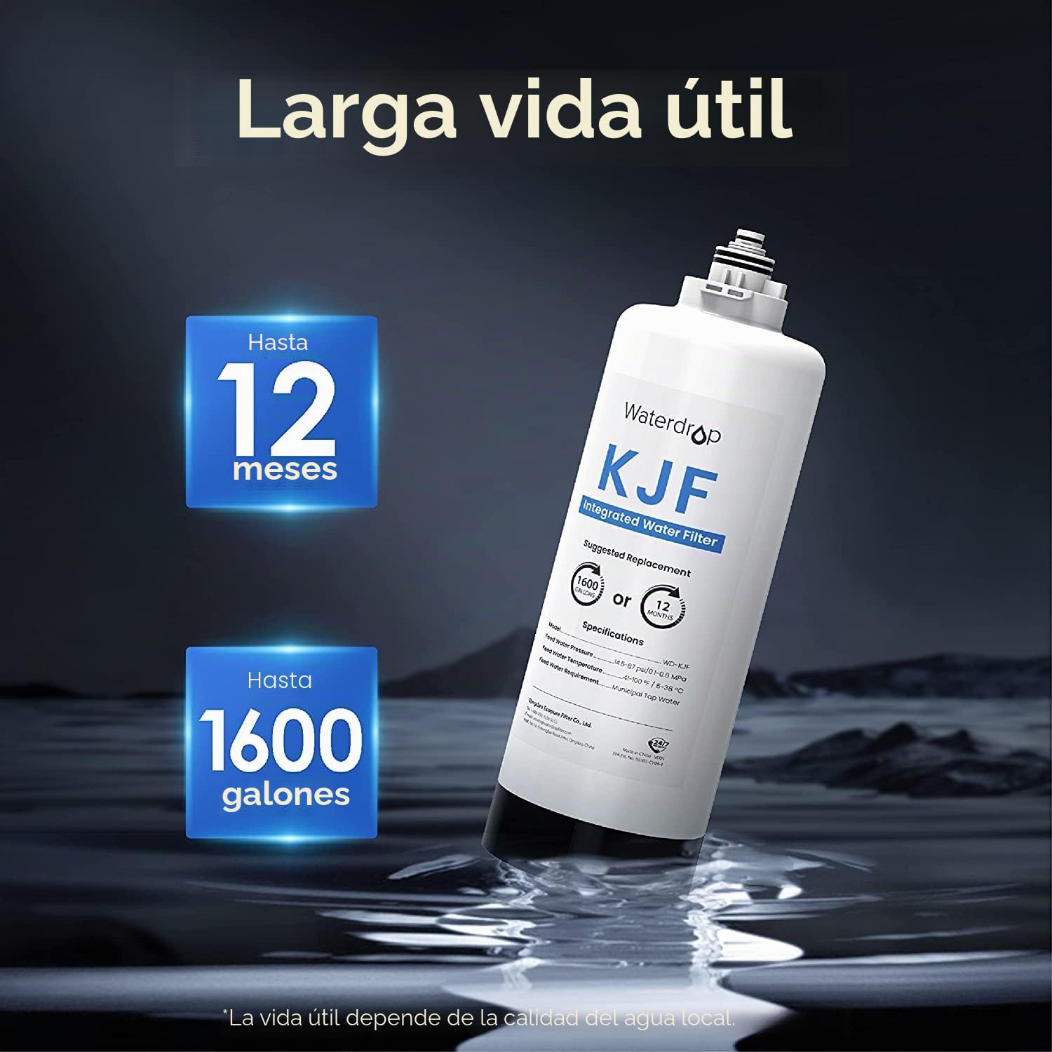 Waterdrop Filtro WD-KJF, Recambio para el Sistema Dispensador de Agua Caliente Instantánea por Ósmosis Inversa WD-KJ600