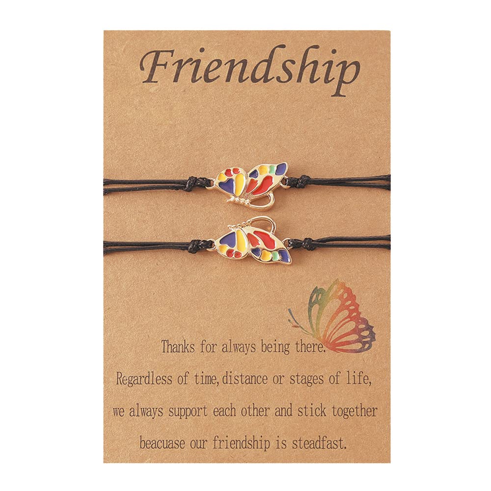ZZ ZINFANDEL Friendship Bracelet Butterfly Turtle Yin Yang Bracelet Best Friend Bracelet 2 (Butterfly Colorful, Zinc Alloy)