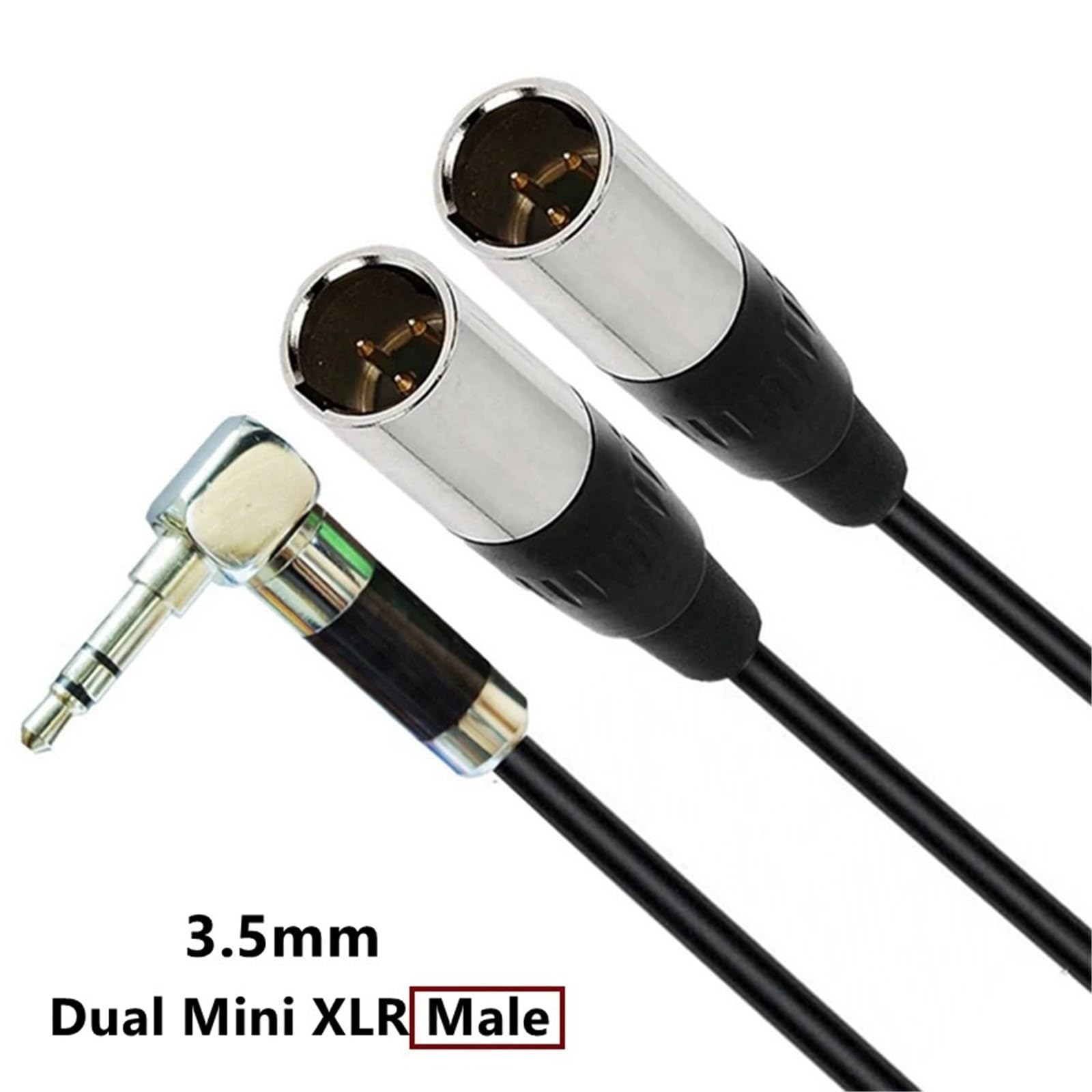 Podwójny Mini 3Pin XLR męski żeński do 3,5 mm TRS męski wtyk audio Y kabel 0,5 m 1,8 m do lustrzanki kamery mikrofon(3,5 mm to Dual Male, 1.8m)
