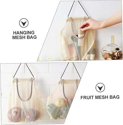 Miniatura 6 de Bolsa de malla para verduras, paquete de 2 bolsas reutilizables para frutas y verduras, almacenamiento de frutas y verduras, bolsa de red colgante