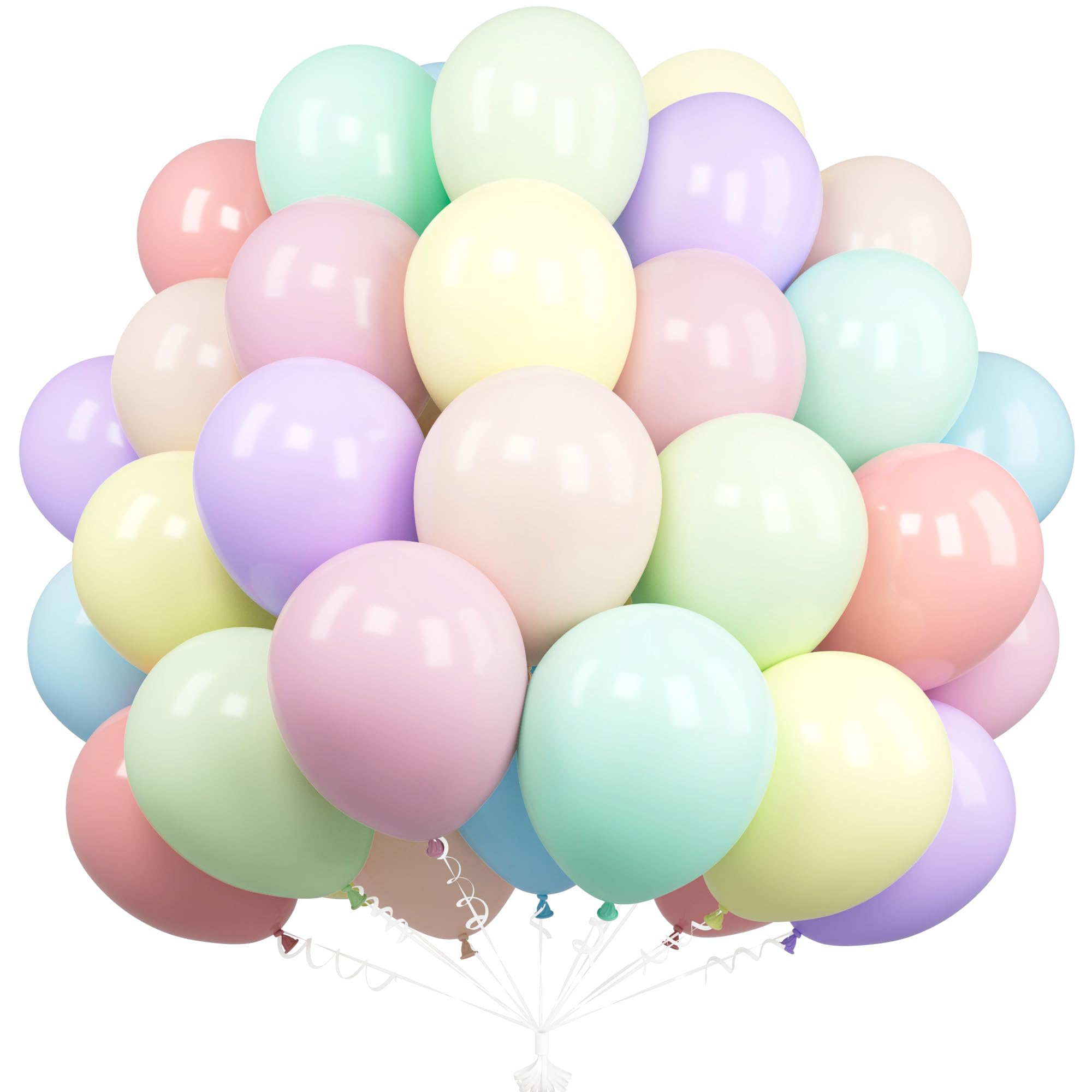 Unisun Pastel Rainbow Balloons, 50 Pcs 12 Inch Latex Multicolor Balloons