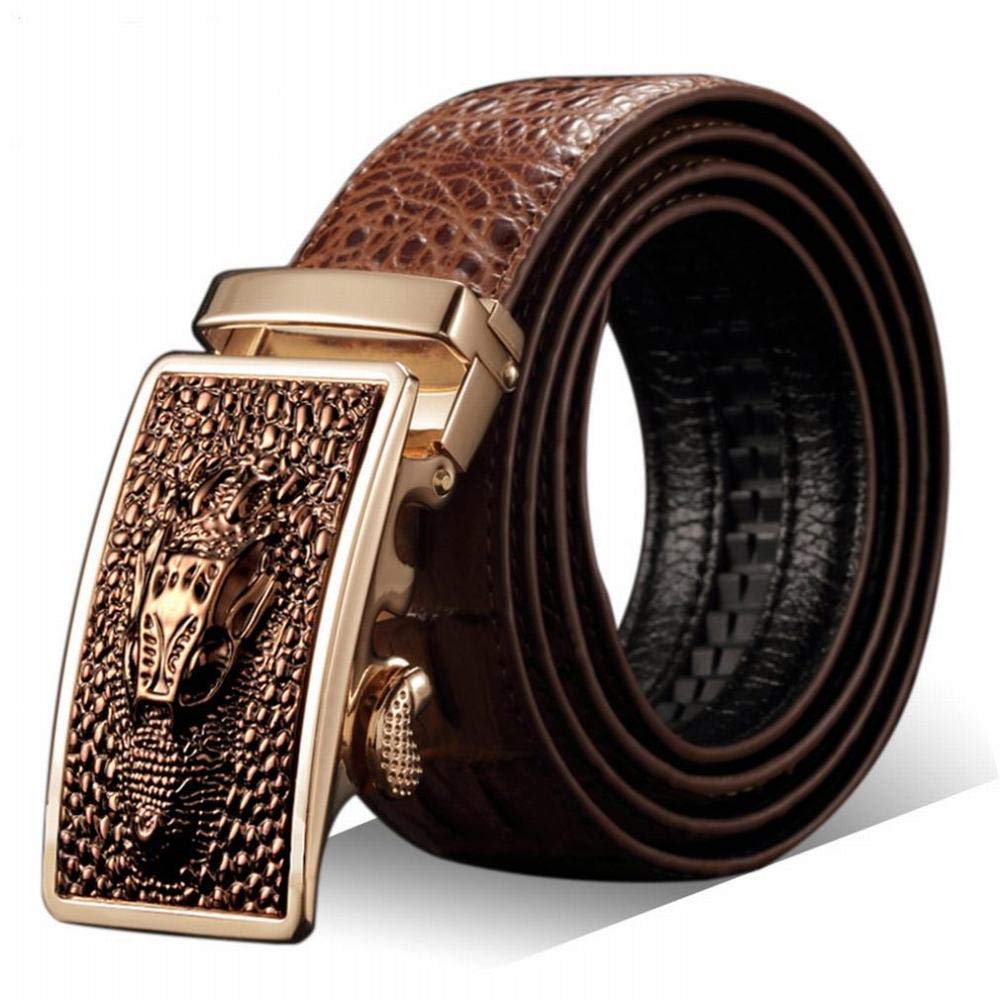 Ceinture homme en cuir effet crocodile camel 125cm avec une boucle automatique élégante