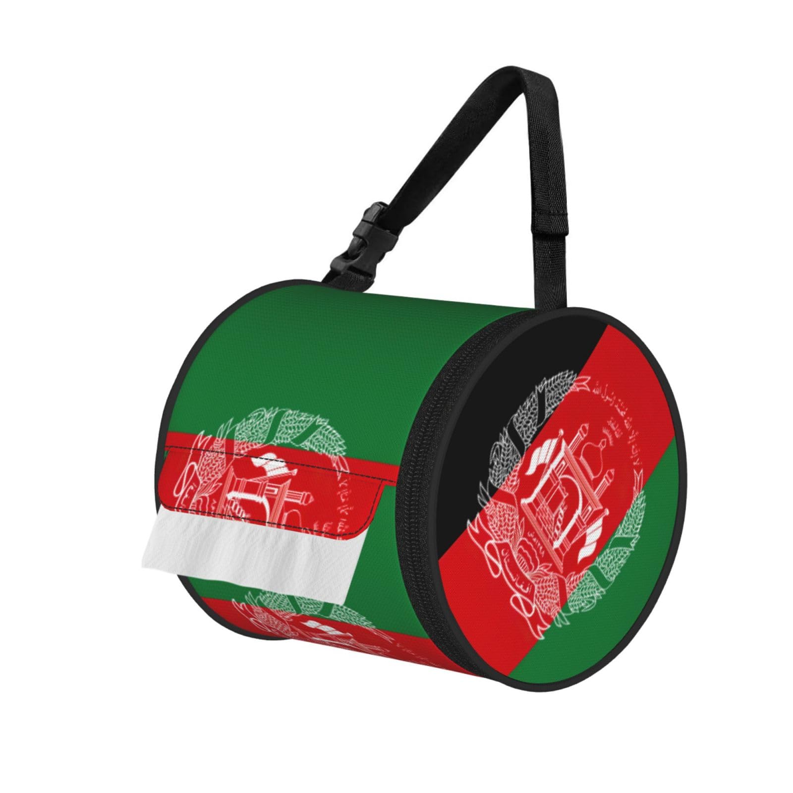 Flag of Afghanistan Printed Portable Tissue Roll Case, Standard-Size Fit, Oxford Cloth for Wall Camping Backpack