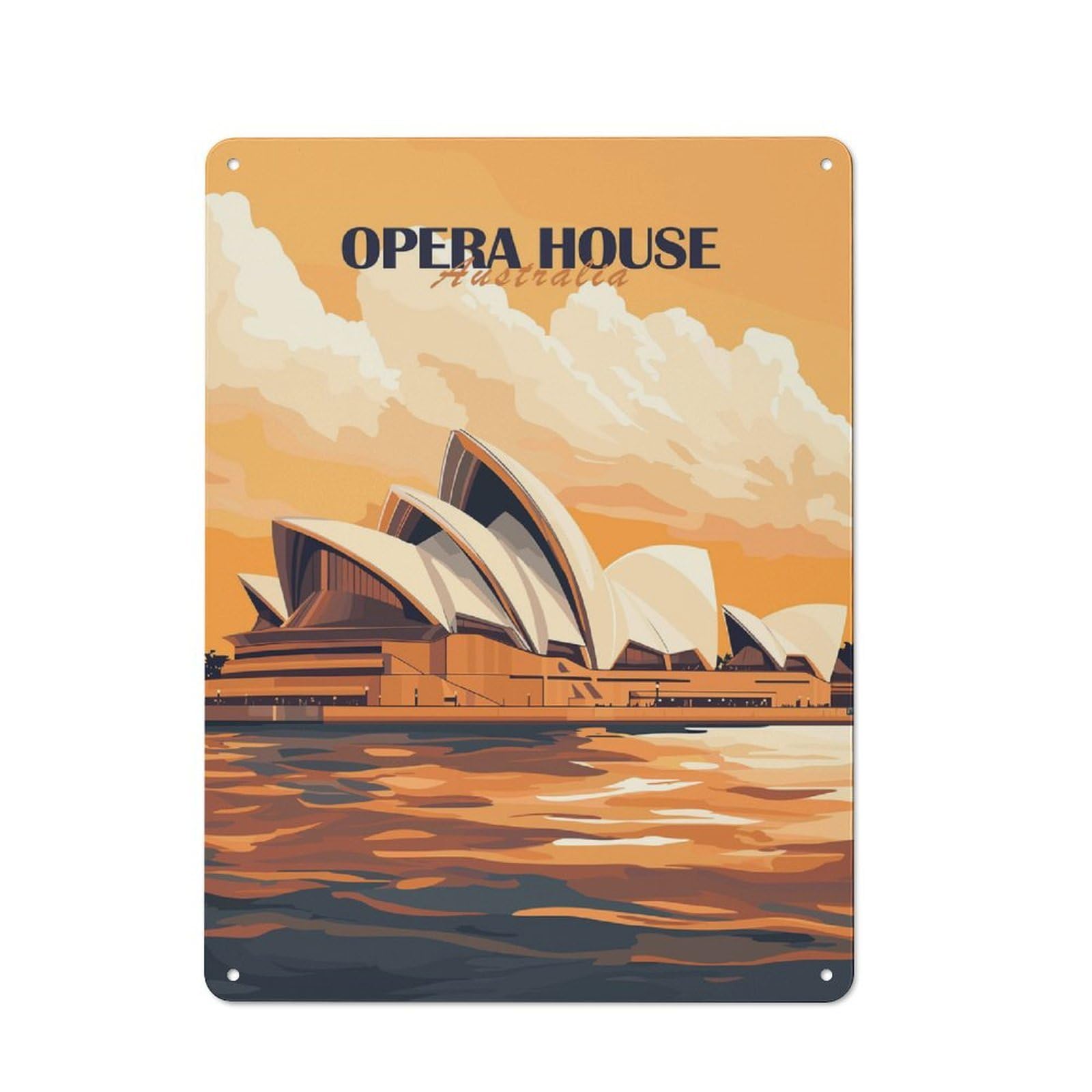 Junmoney Style-21 Sydney Opera House Tin Sign 40X30cm For Bar Or Restaurant, Retro Wall Decor, A Christmas Gift For People Styling Bar And Restaurant