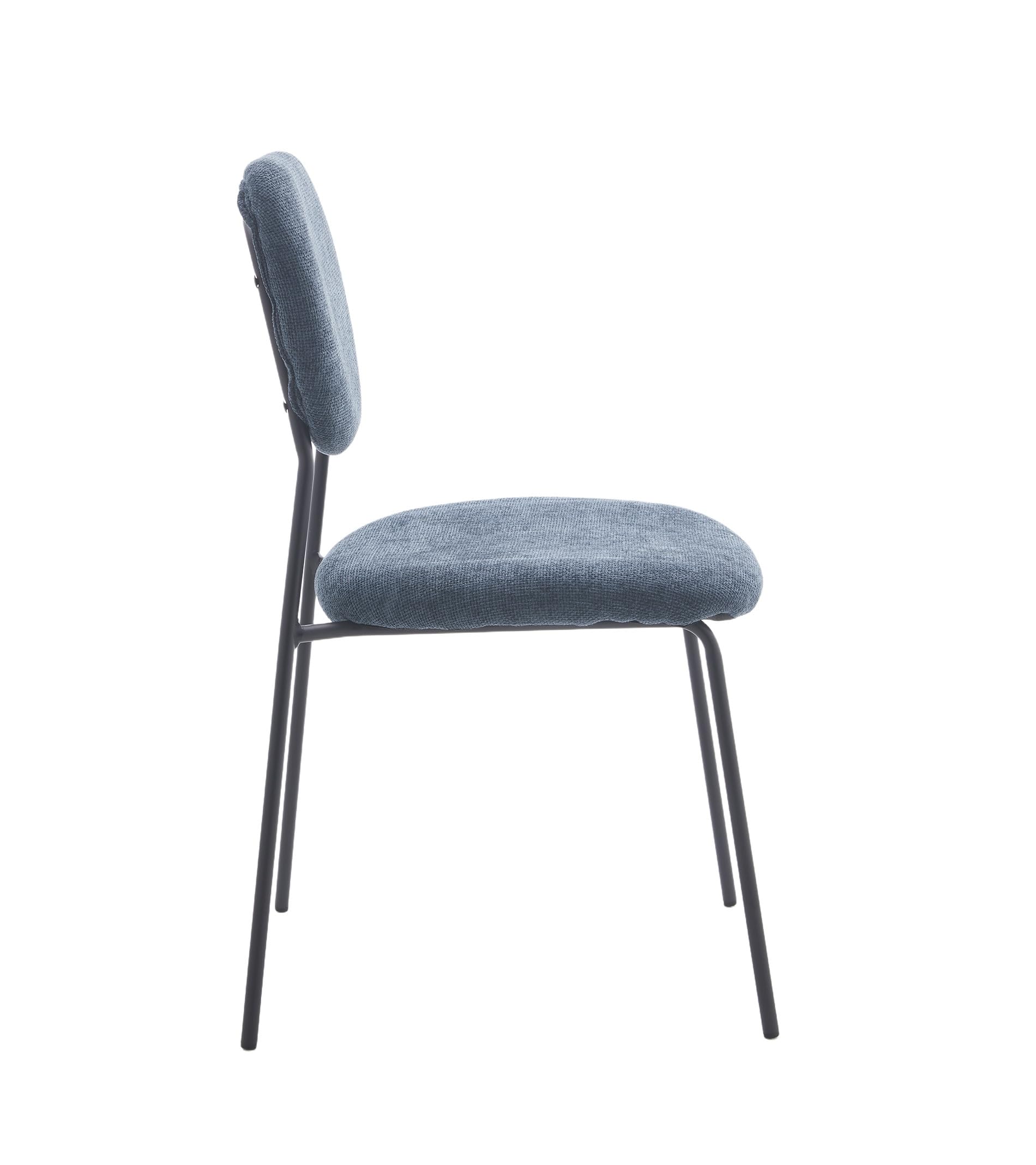 Home Heavenly® Pack 4 Sillas Tull – Sillas Apilables con Estructura Metálica, Tapizado en Tela Poliéster, Diseño Moderno para Comedor, Cocina y Eventos (85x51x44 cm) Color Azul