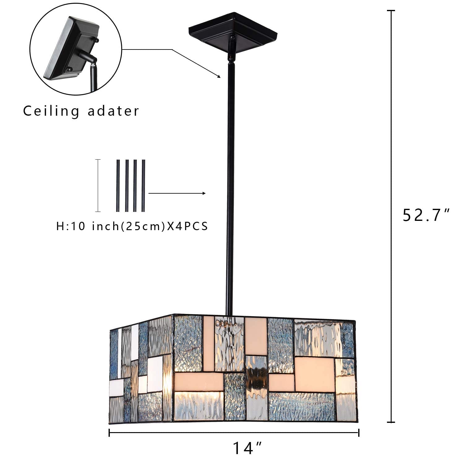 ARTZONE Tiffany Pendant Light Fixture[3 Lights][14''Wide