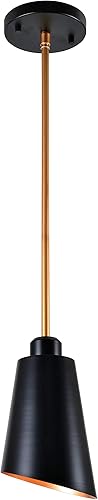 Kenroy Home 93671BL Alvar Mini Colgantes, pequeño, negro mate con latón antiguo en el interior