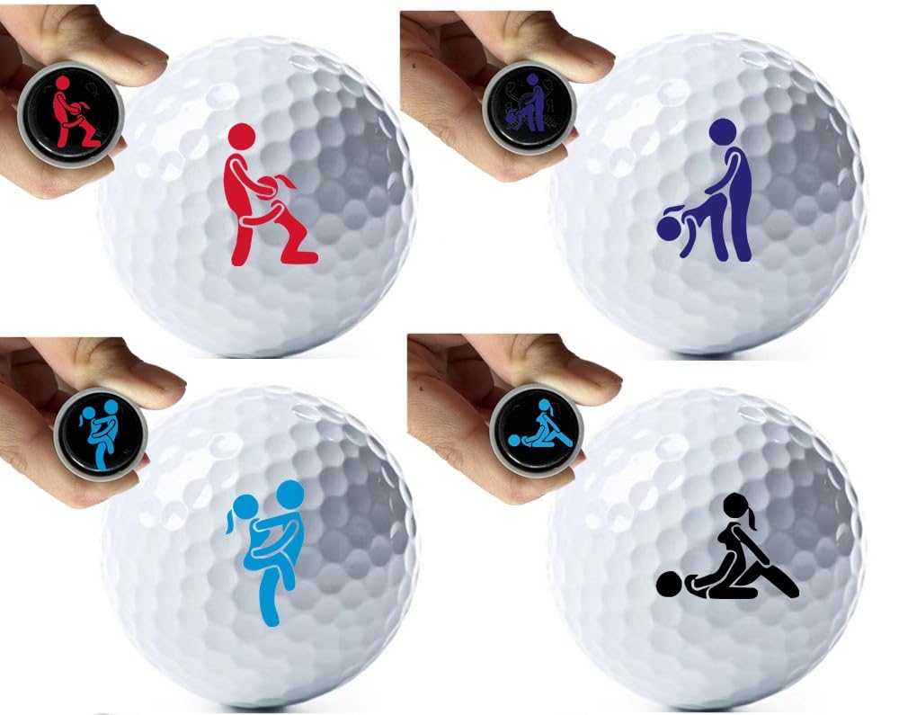 PEtbon 8 PCS Golf Ball Marker Stamp Custom Tool for Men,Personalized Funny Adult Golf Ball Marker Stencil Stamper with Ink 4 Stamp, 4 Markers