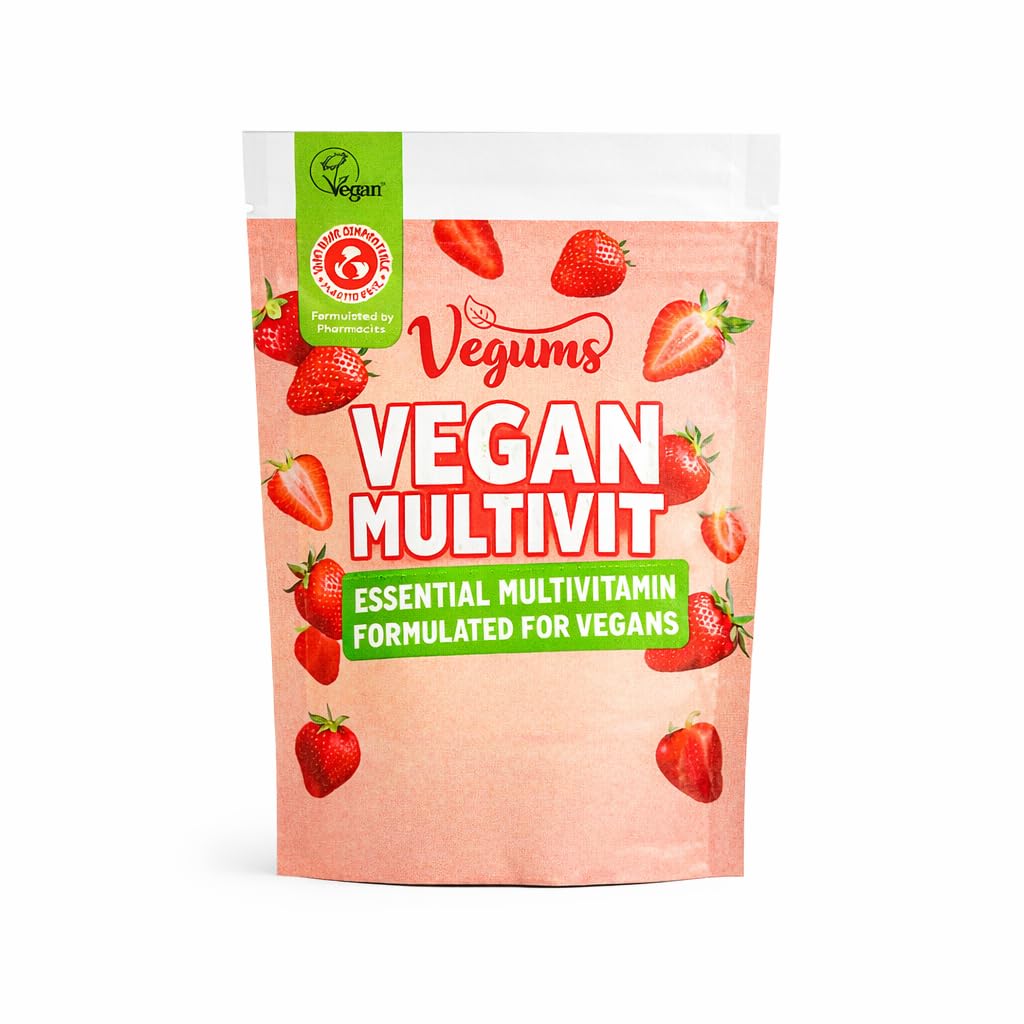 Vegums Multivitamin for Vegans – Natural Vegan Gummy Vitamins with B12, D3, Iodine & Selenium – Sugar-Free – Plastic-Free – 30 Gummies – Vegan Supplement for Adults & Kids