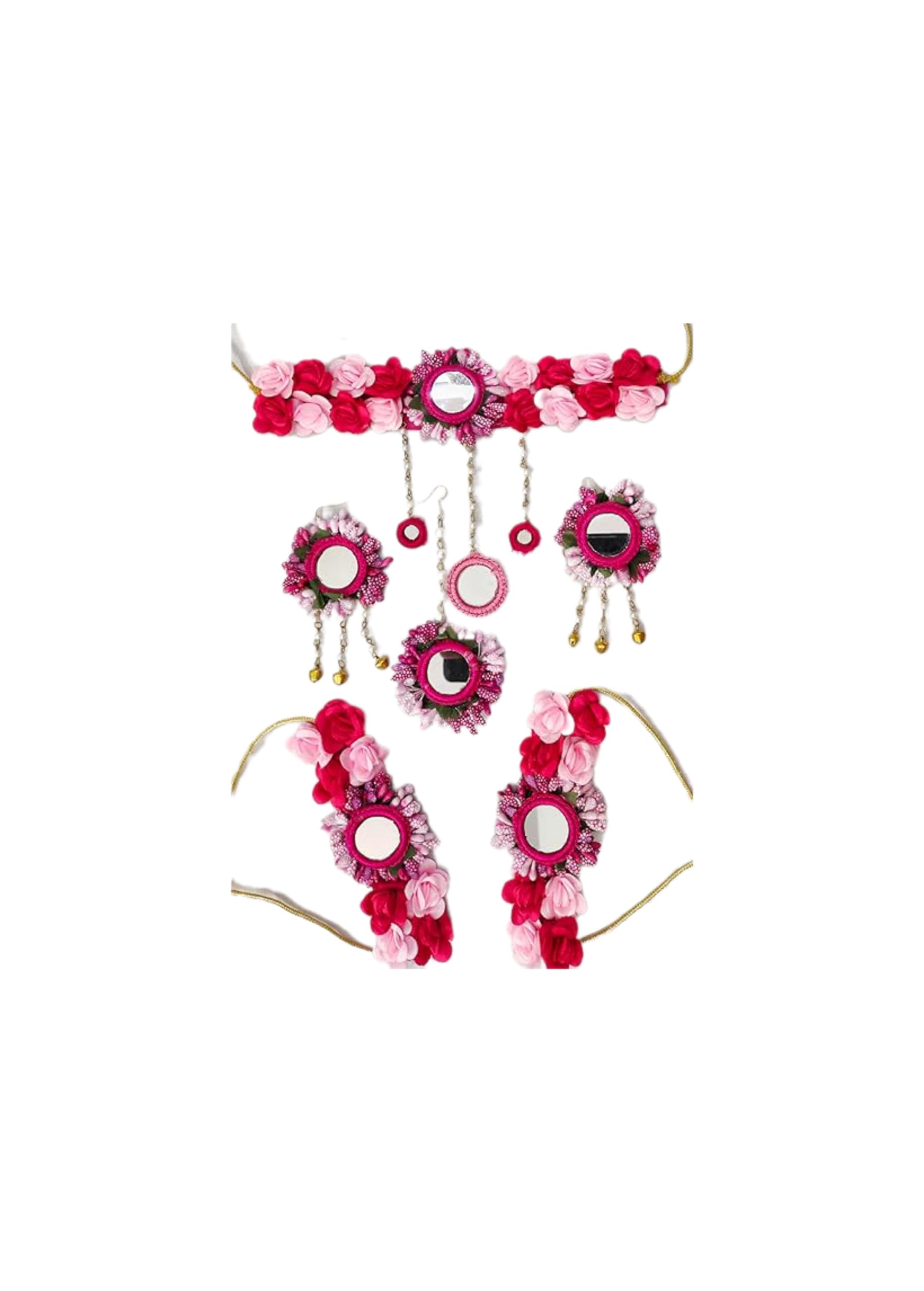 S.S CREATION Floral Jewellery Set in Dark Pink & Baby Pink - Perfect for Haldi, Mehandi, Babyshower, and Mehndi Haldi Outfits - Gift Jewellery for Women (B0CP5MPXC8) Amazon Price History, Amazon Price Tracker